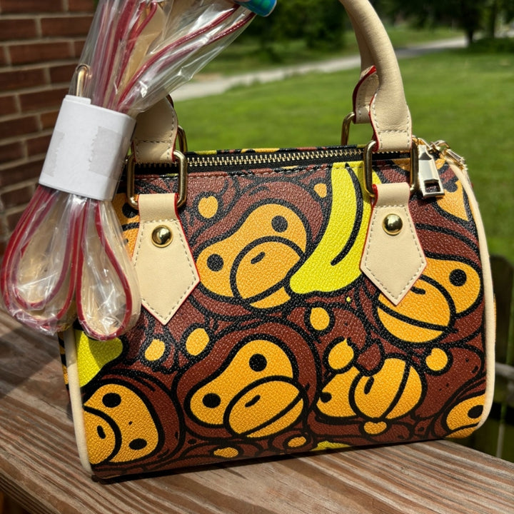 Monkey Business Mini Duffie Bag  – Trendy Compact Everyday Handbag